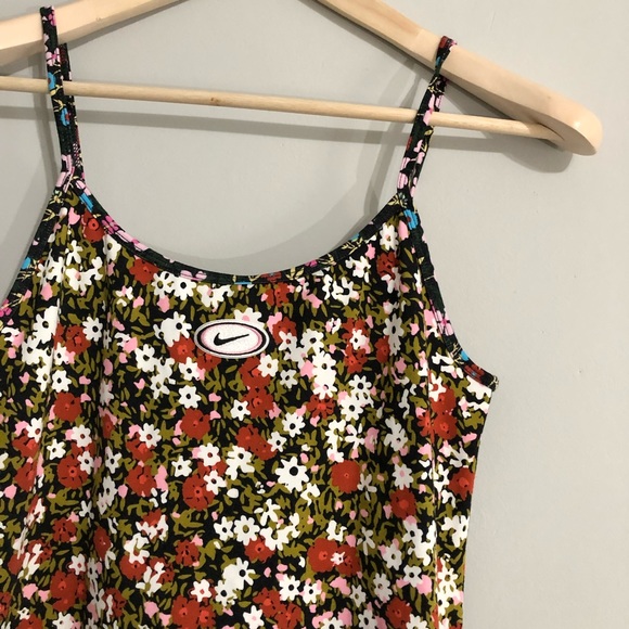 Nike Dual Ditsy Floral Bodycon Cami Dress Swoosh Logo Straps Dark Floral Size S - Picture 5 of 9